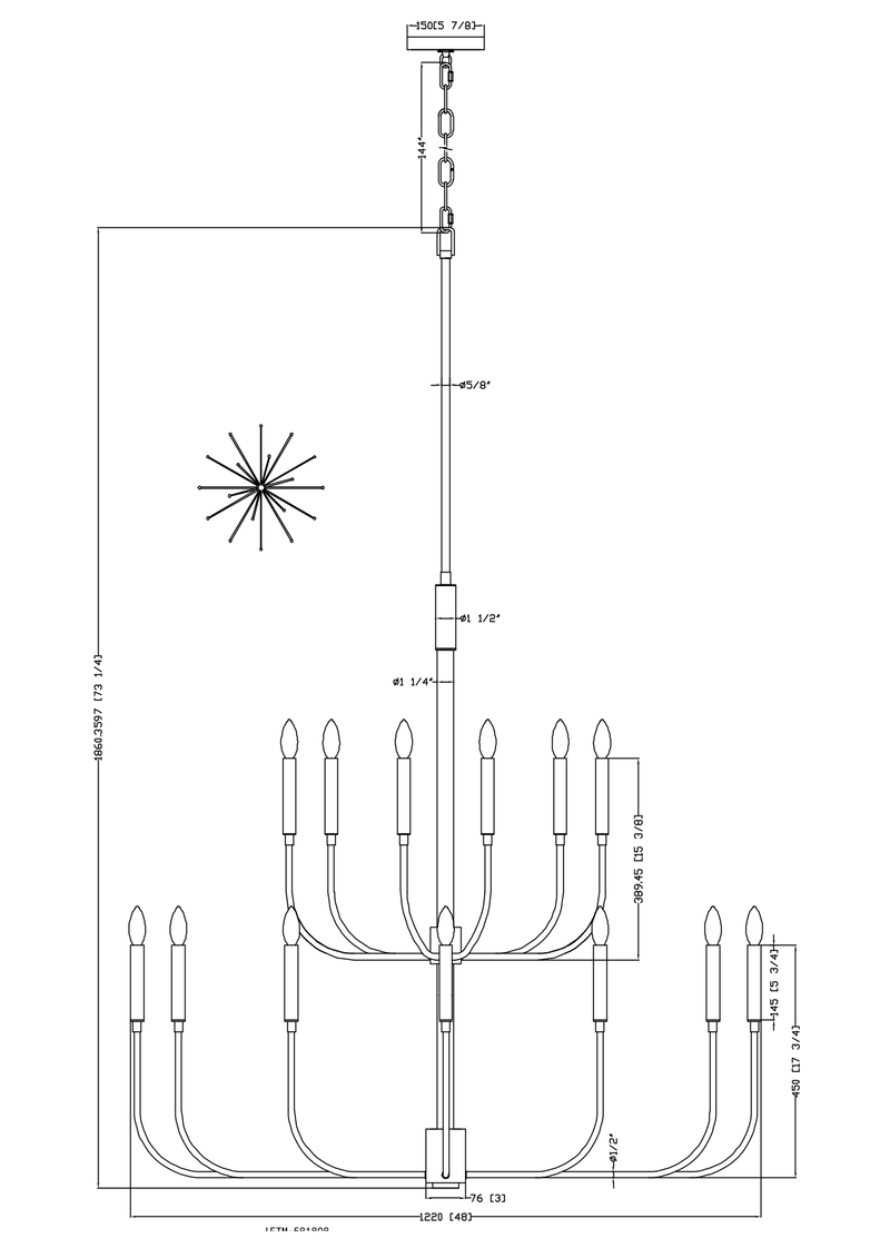 Beverly 18 Light Chandelier - Black