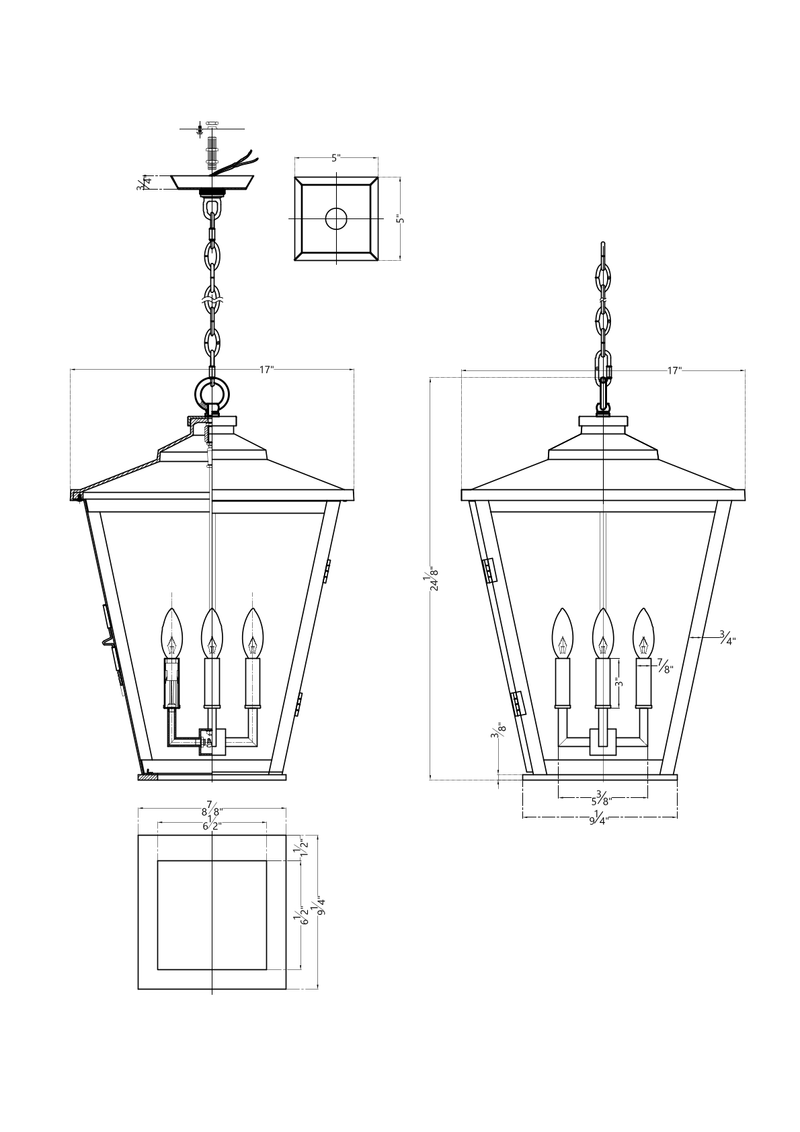 Rockhouse 4 Light Outdoor Hanging Lantern