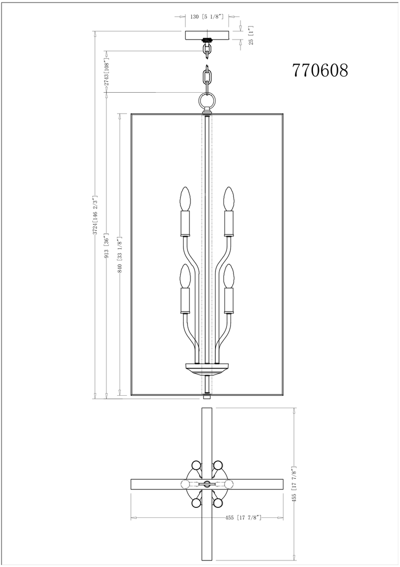 Leah 6 Light Foyer Pendant - Black