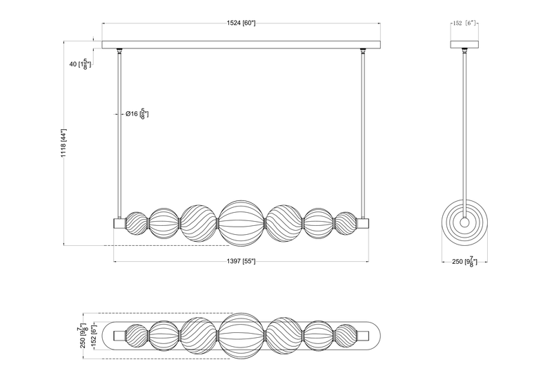 Bubbles Linear Chandelier