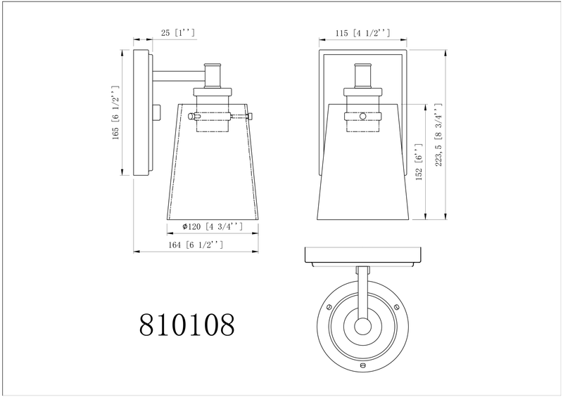 Mia 1 Light Wall Sconce - Black