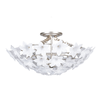 Champagne semi flush with swirl white glass flower petals in a sculptural design
