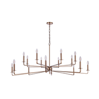 Large modern 16-light brass finish chandelier with open linear arms, candle-style lights, and brass finish for dining rooms, foyers, and contemporary interiors.