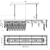 Botanical Linear Chandelier - Brass