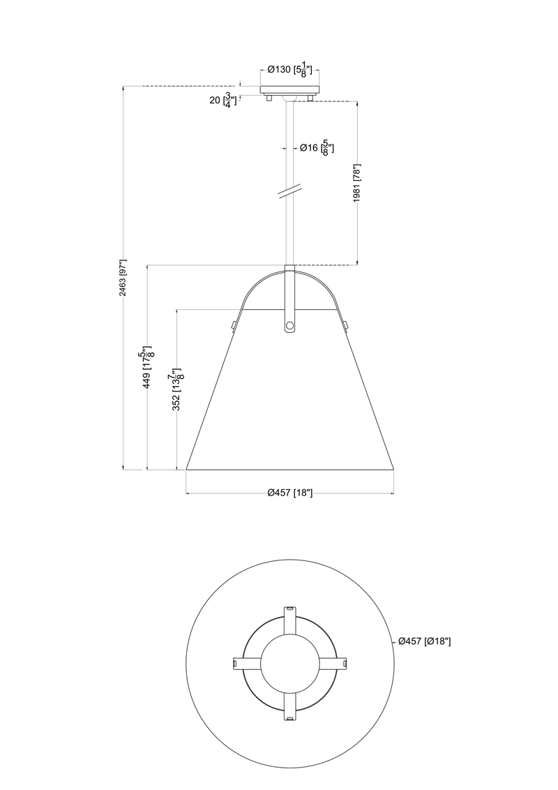 Convex 1 Light Pendant - Black/Brass