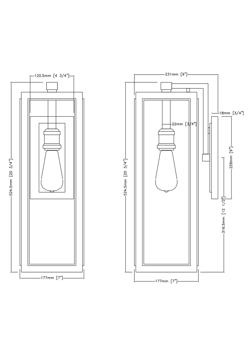 Elm 1 Light Outdoor Wall Lamp - Medium