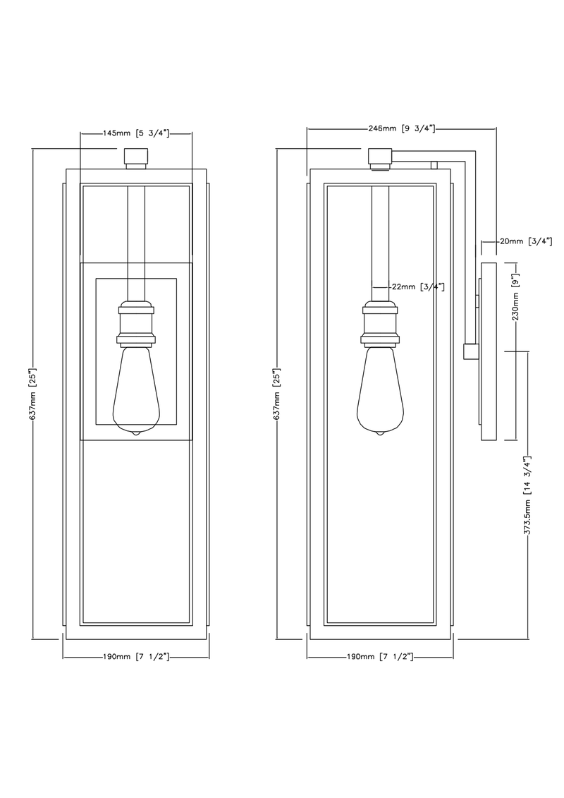 Elm 1 Light Outdoor Wall Lamp - Large