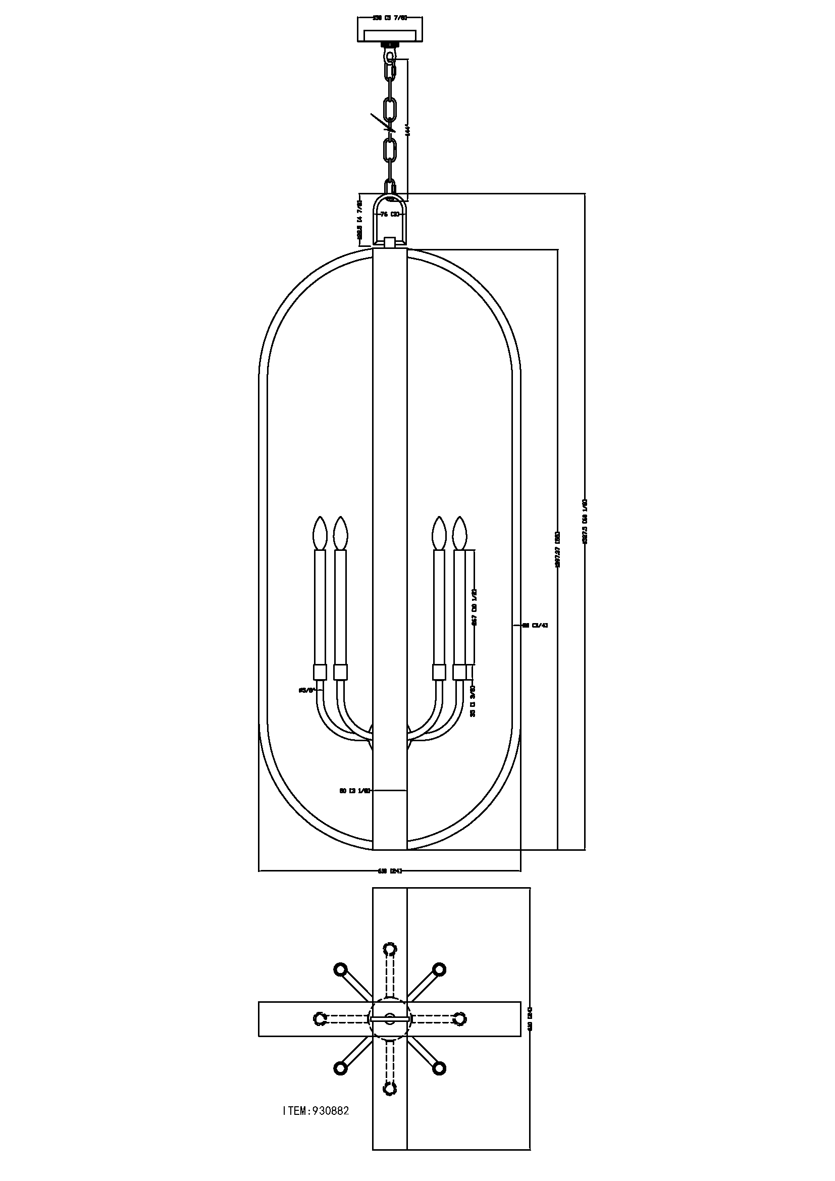Luca Eight Light Chandelier - Black and Gold Leaf