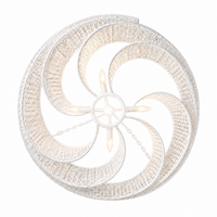 Decorative ceiling light fixture with a white woven design on a white background