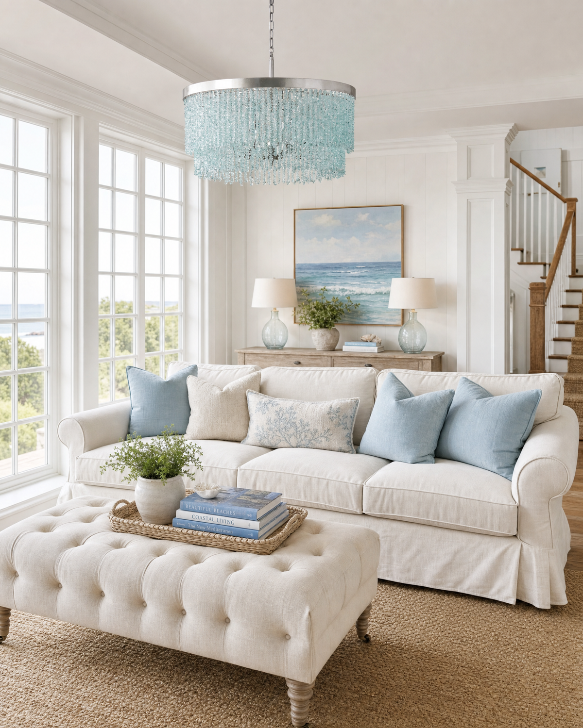 Tropea Chipped Quartz Chandelier - Aqua