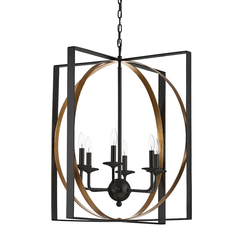 Black and Brass 6 Light Pendant