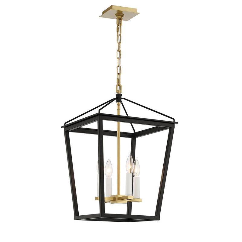 Black and Brass 4 Light Lantern