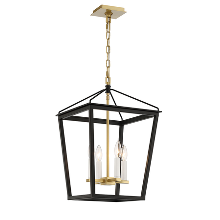 Remmington 4 Light Lantern - Black & Aged Brass