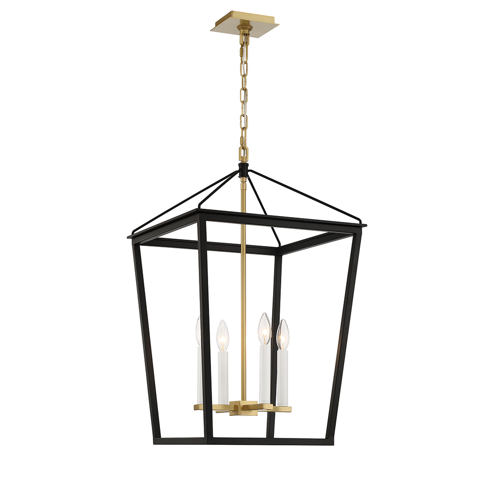 Black and Brass 4 Light Lantern