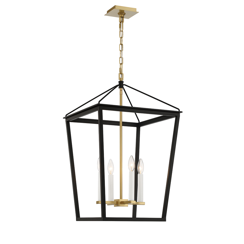 Black and Brass 4 Light Lantern