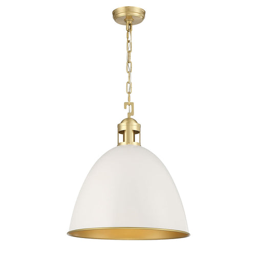 Mariana Home - Clamor One Light Pendant - White and Brass