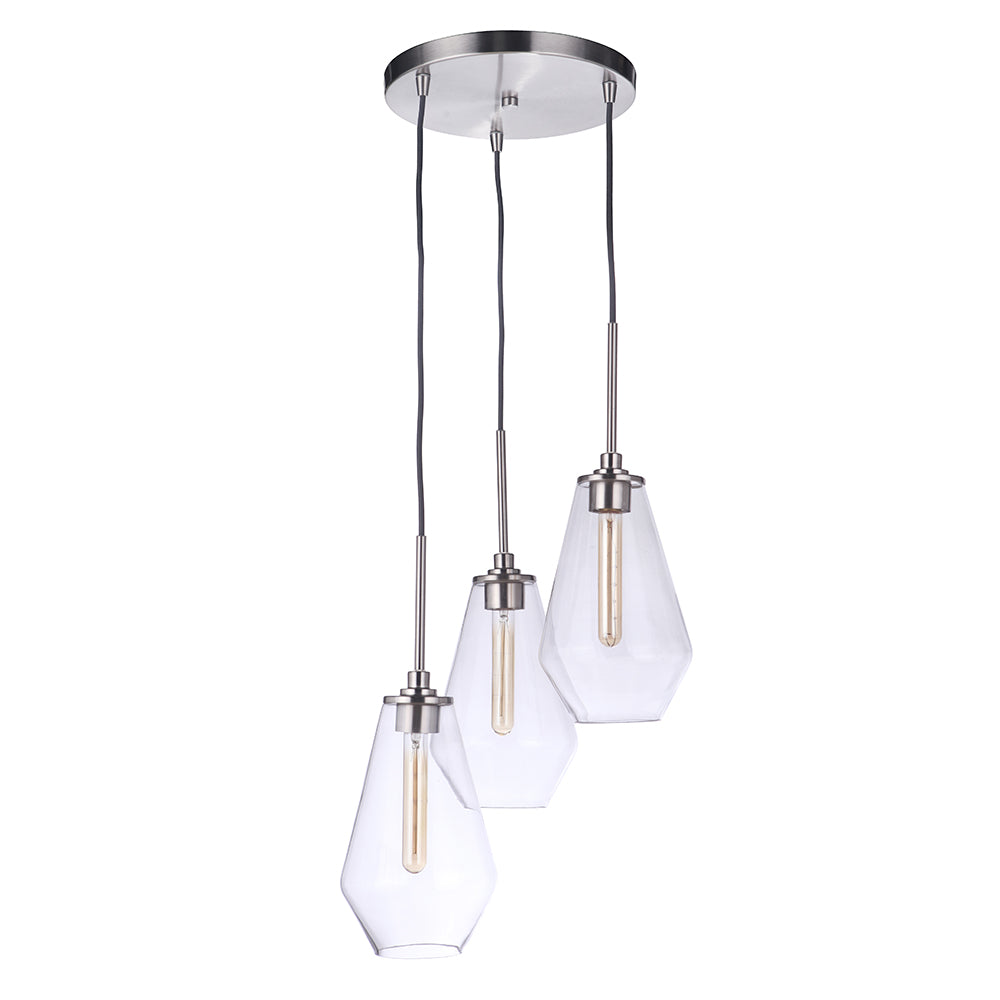 B.mimi6500 Nimbus 3 Light Pendant - Satin Nickel | Mariana Home