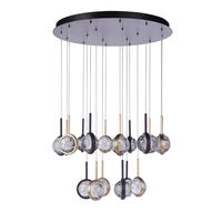 16 Light Black and Brass Chandelier
