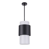 Black One Light Pendant with Milky Glass