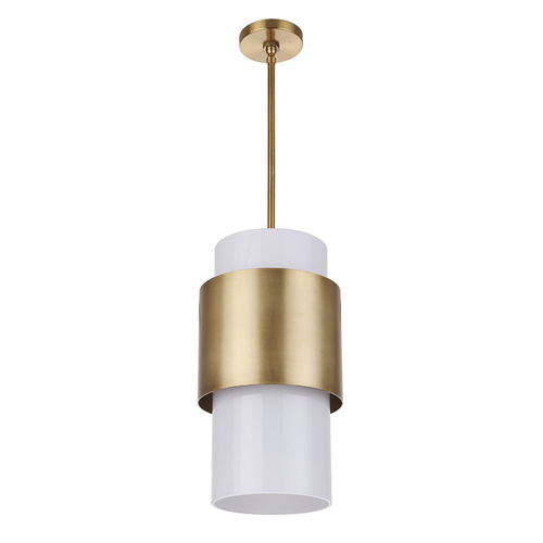 Brass One Light Pendant with Milky Glass