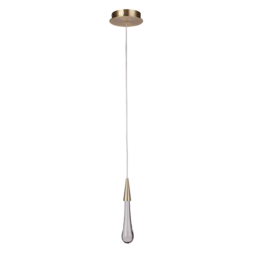 Teardrop 1 Light LED Pendant - Aged Brass