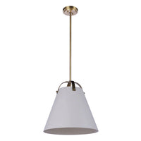 White and Brass 1 Light Pendant