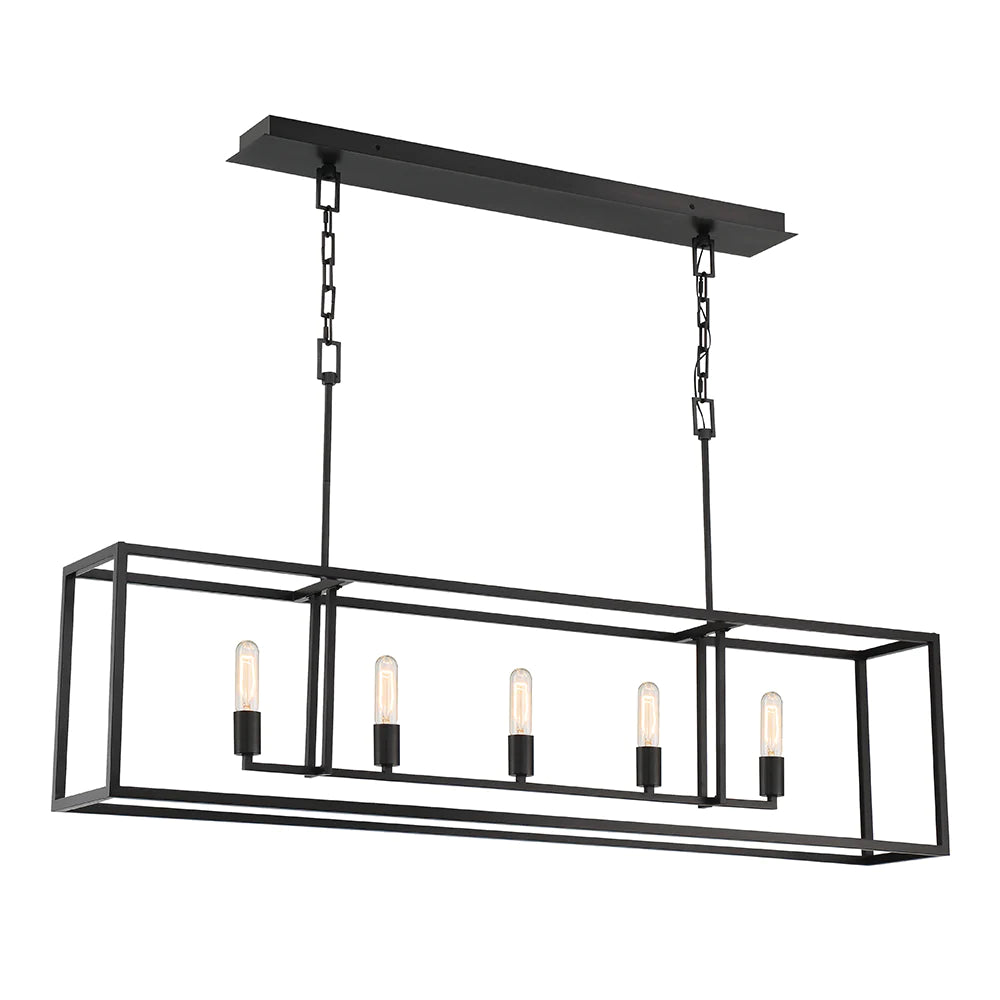 Black 5 Light Linear Pendant
