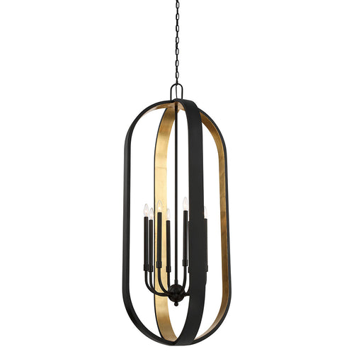 Mariana Home - Luca Eight Light Pendant - Black and Gold Leaf