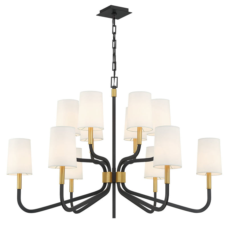 Mariana Home - Normandy 12 Light Chandelier - Black and Brass