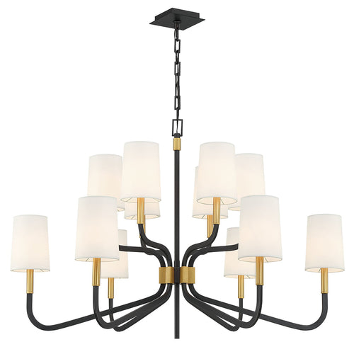 Mariana Home - Normandy 12 Light Chandelier - Black and Brass