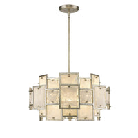 Mariana Home - Skyler Six Light Pendant - Silver Leaf Finish - Art Glass - 250628