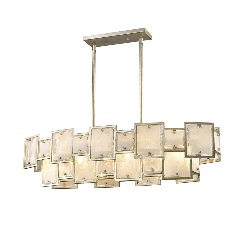 Mariana Home - Skyler Six Light Island Chandelier - Silver Leaf Finish - Art Glass - 256628